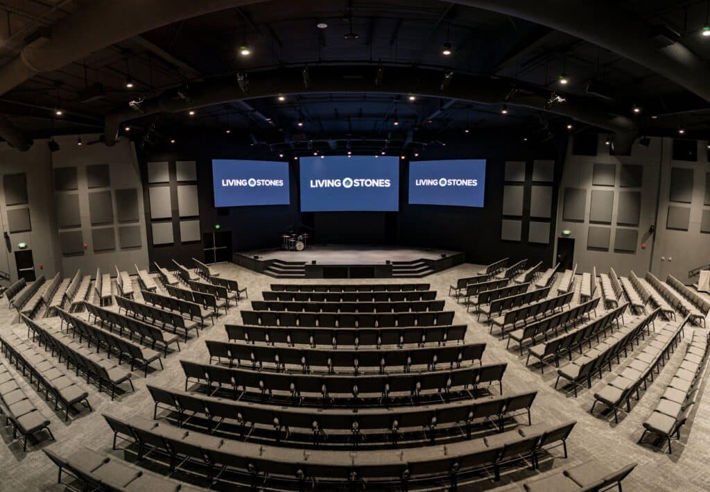 Finished church auditorium interior